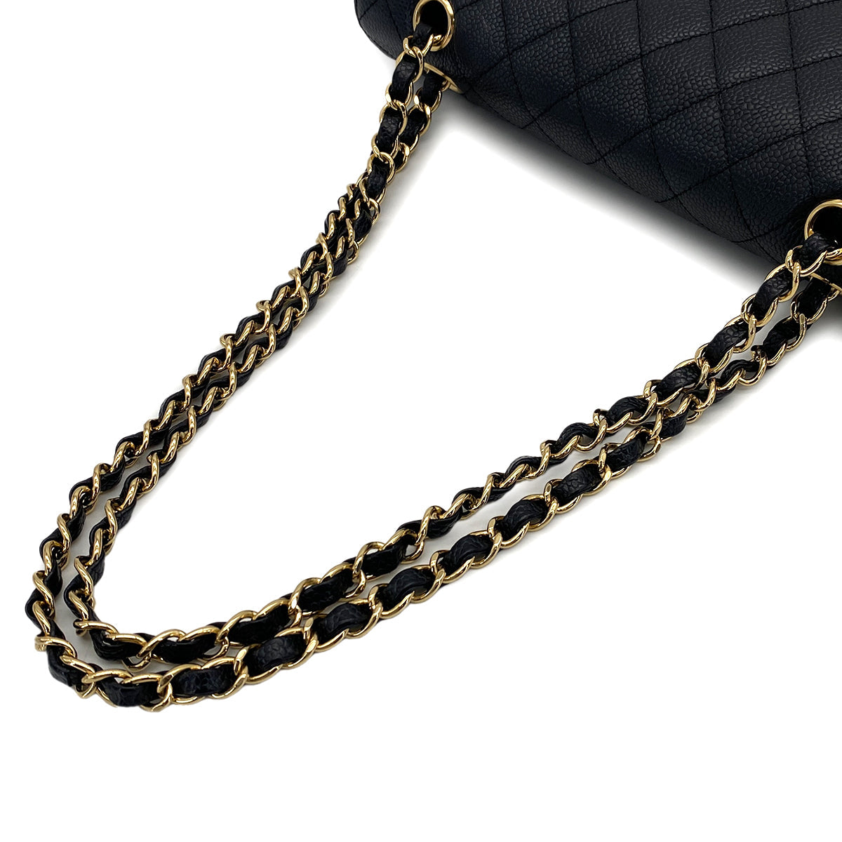 VINTAGE CHANEL CLASSIC FLAP MEDIUM CHAIN SHOULDER BAG BLACK CAVIAR SKIN GOLD HARDWARE 90319586
