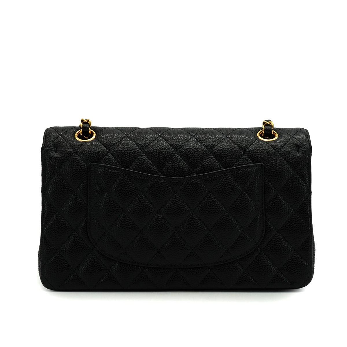 VINTAGE CHANEL CLASSIC FLAP MEDIUM CHAIN SHOULDER BAG BLACK CAVIAR SKIN GOLD HARDWARE 90345073