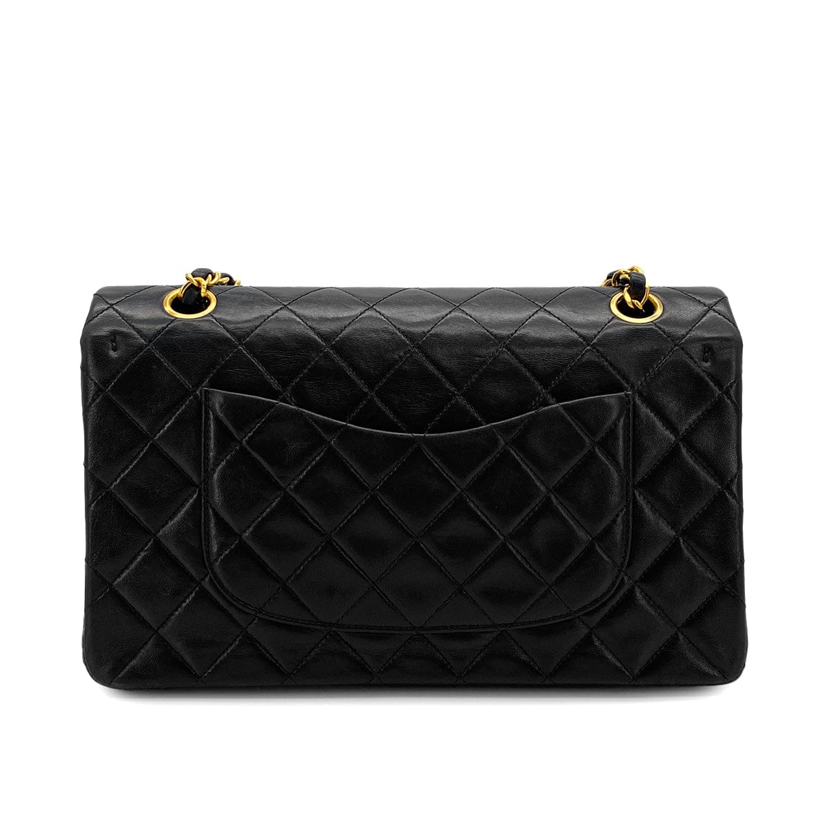VINTAGE CHANEL CLASSIC FLAP MEDIUM CHAIN SHOULDER BAG BLACK LAMB SKIN GOLD HARDWARE 90318724