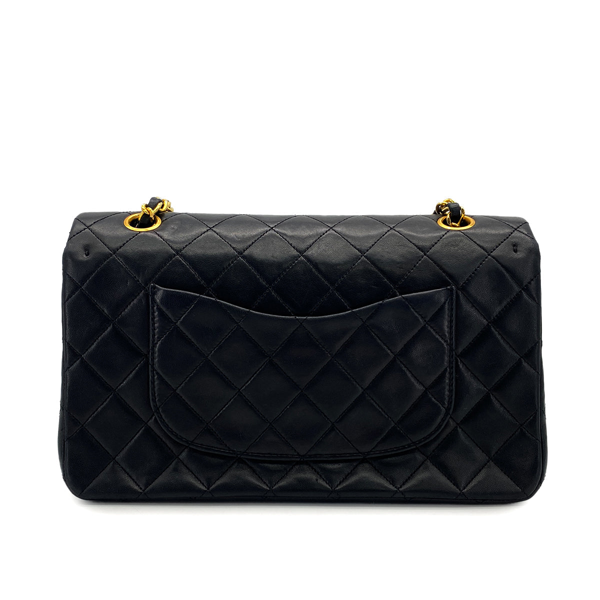 VINTAGE CHANEL CLASSIC FLAP MEDIUM CHAIN SHOULDER BAG BLACK LAMB SKIN GOLD HARDWARE 90324635