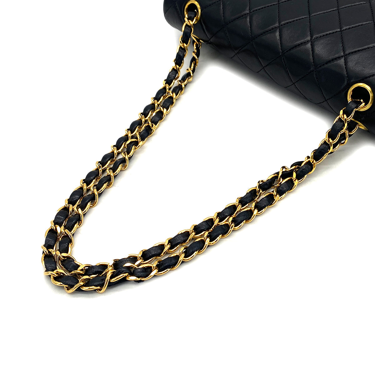 VINTAGE CHANEL CLASSIC FLAP MEDIUM CHAIN SHOULDER BAG BLACK LAMB SKIN GOLD HARDWARE 90324824