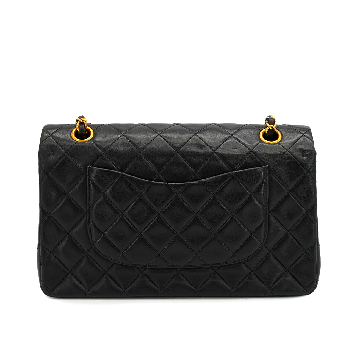 VINTAGE CHANEL CLASSIC FLAP MEDIUM CHAIN SHOULDER BAG BLACK LAMB SKIN GOLD HARDWARE 90327088