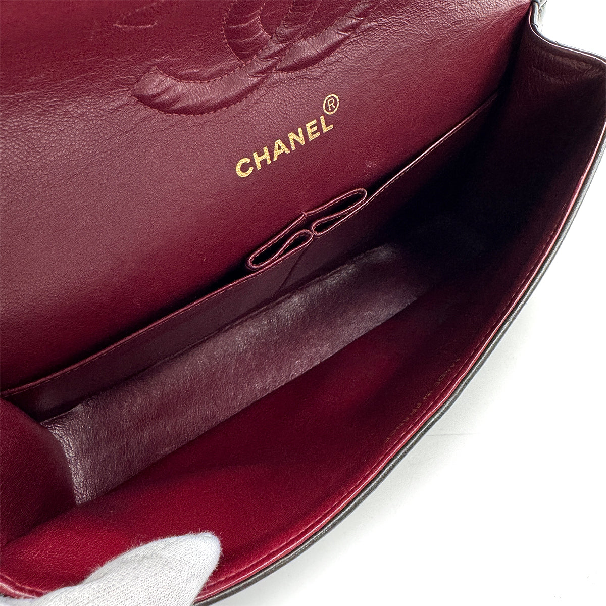 VINTAGE CHANEL CLASSIC FLAP MEDIUM CHAIN SHOULDER BAG BLACK LAMB SKIN GOLD HARDWARE 90329229