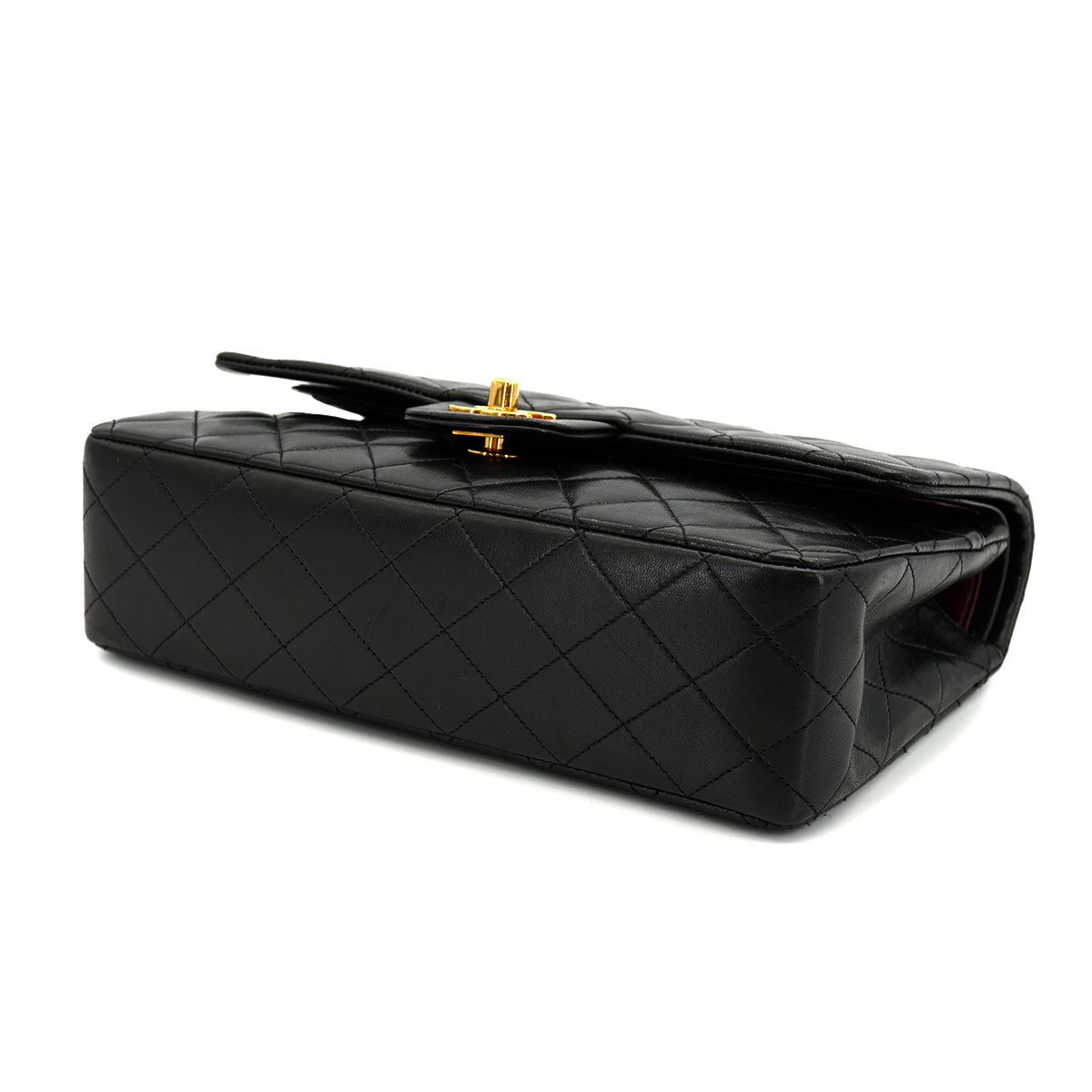 VINTAGE CHANEL CLASSIC FLAP MEDIUM CHAIN SHOULDER BAG BLACK LAMB SKIN GOLD HARDWARE 90333715