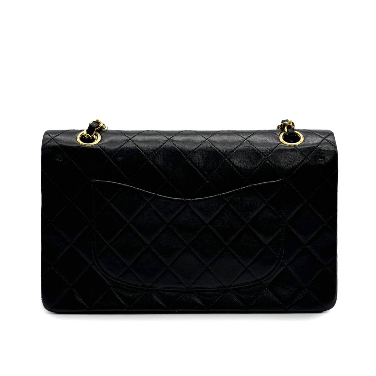 VINTAGE CHANEL CLASSIC FLAP MEDIUM CHAIN SHOULDER BAG BLACK LAMB SKIN GOLD HARDWARE 90316164