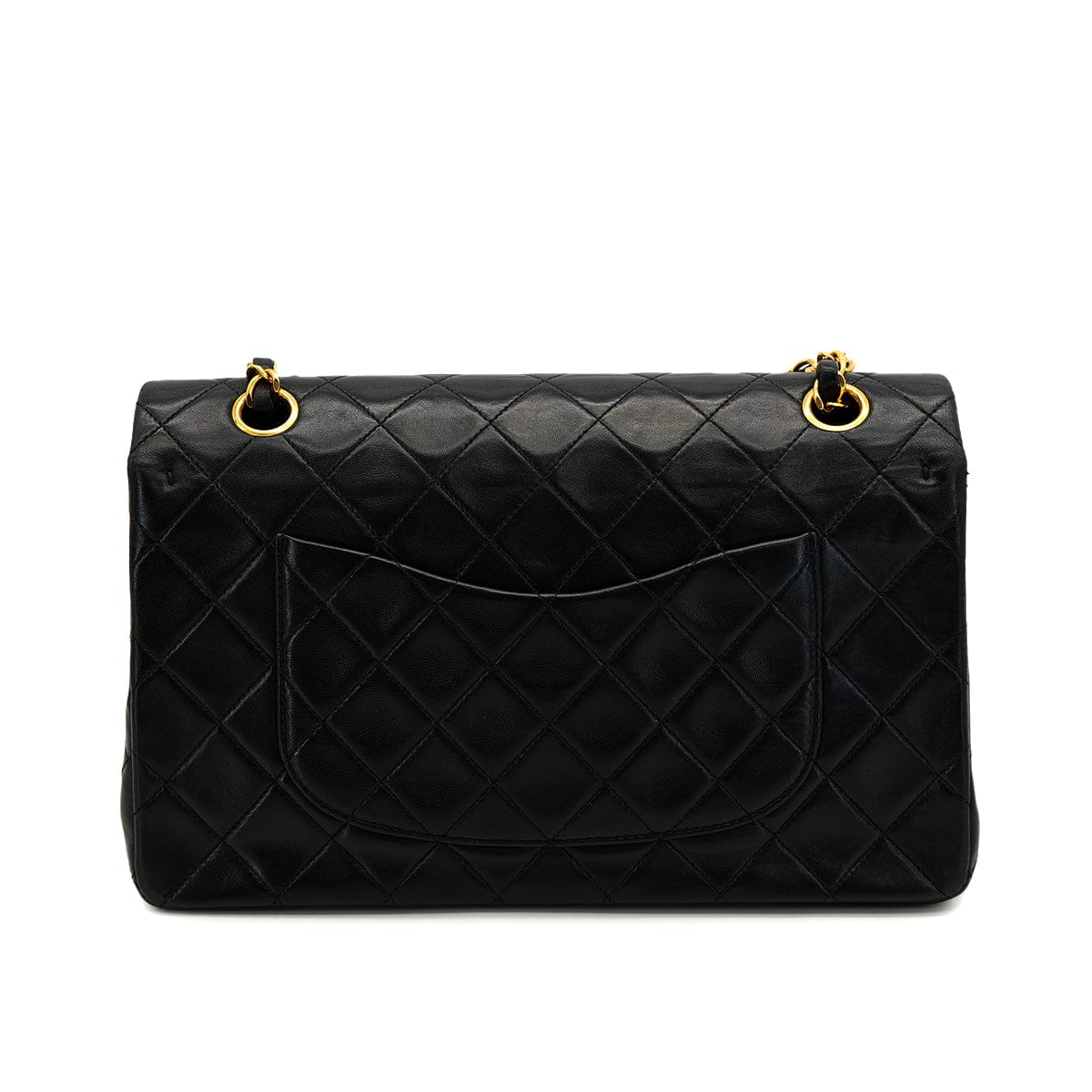 VINTAGE CHANEL CLASSIC FLAP MEDIUM CHAIN SHOULDER BAG BLACK LAMB SKIN GOLD HARDWARE 90319925