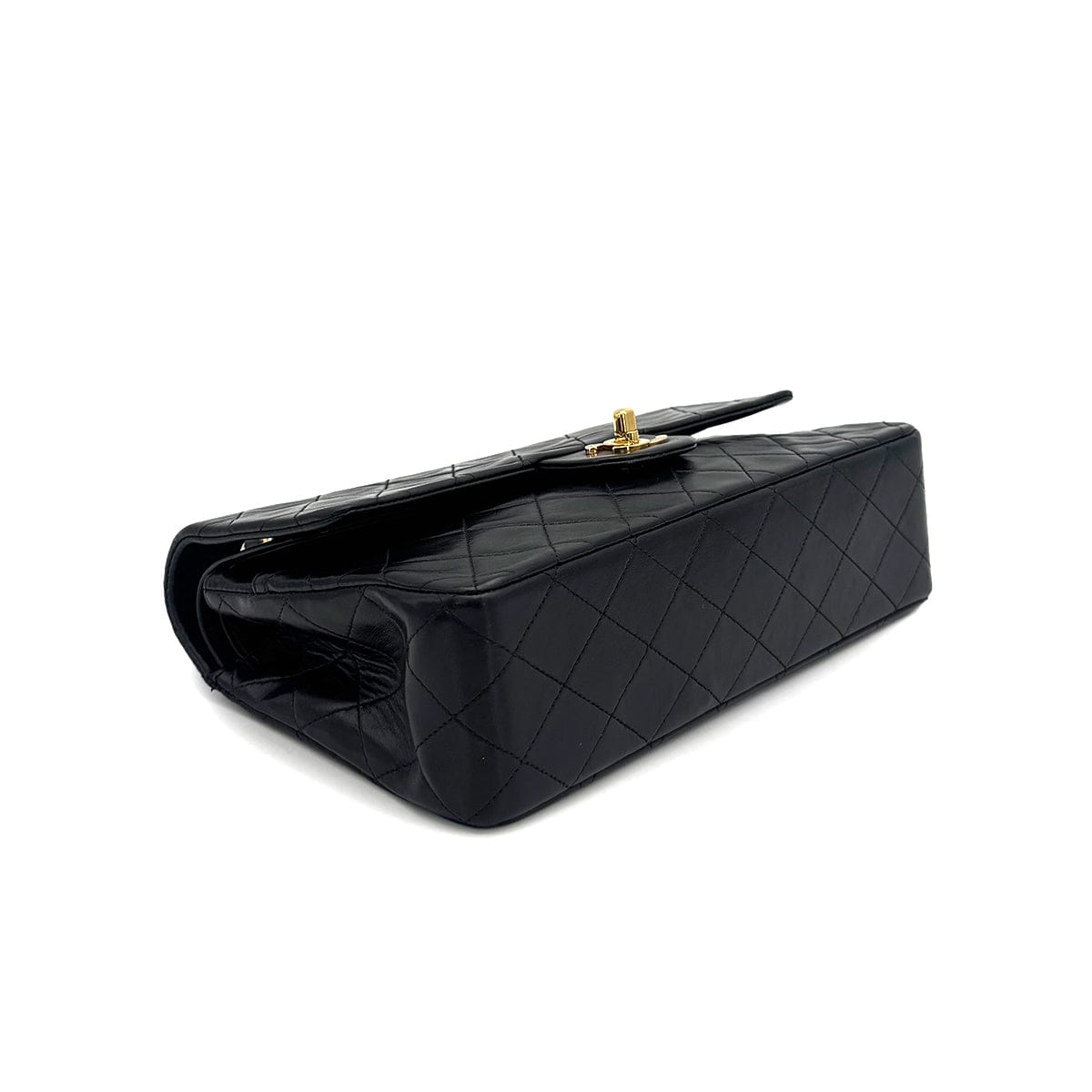 VINTAGE CHANEL CLASSIC FLAP MEDIUM CHAIN SHOULDER BAG BLACK LAMB SKIN GOLD HARDWARE 90319925
