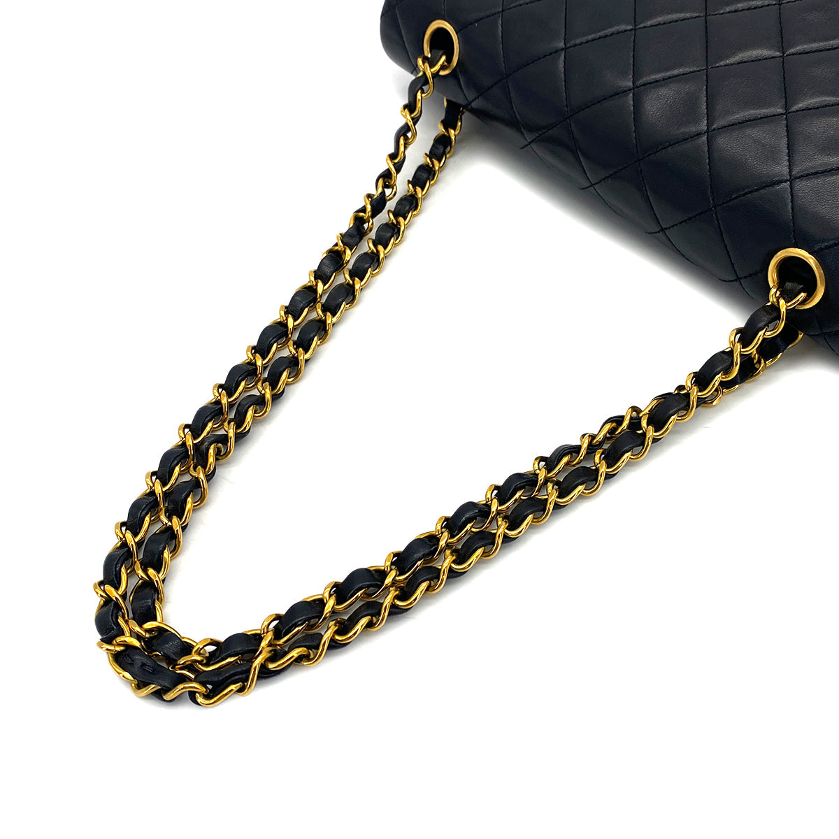 VINTAGE CHANEL CLASSIC FLAP MEDIUM CHAIN SHOULDER BAG BLACK LAMB SKIN GOLD HARDWARE 90319982