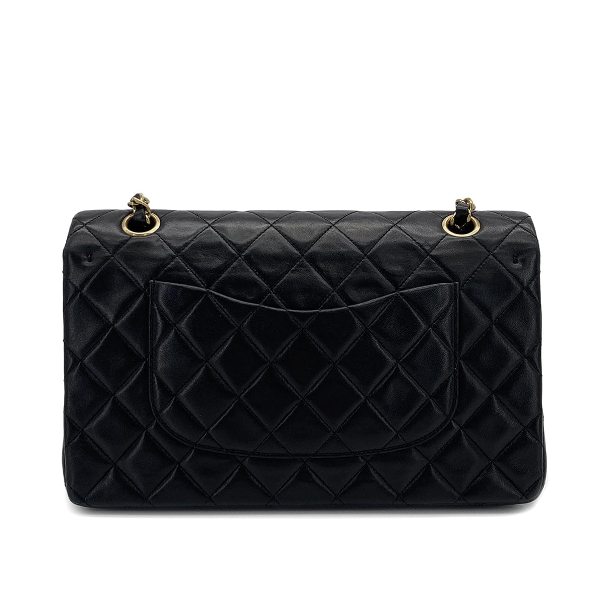 VINTAGE CHANEL CLASSIC FLAP MEDIUM CHAIN SHOULDER BAG BLACK LAMB SKIN GOLD HARDWARE 90319982