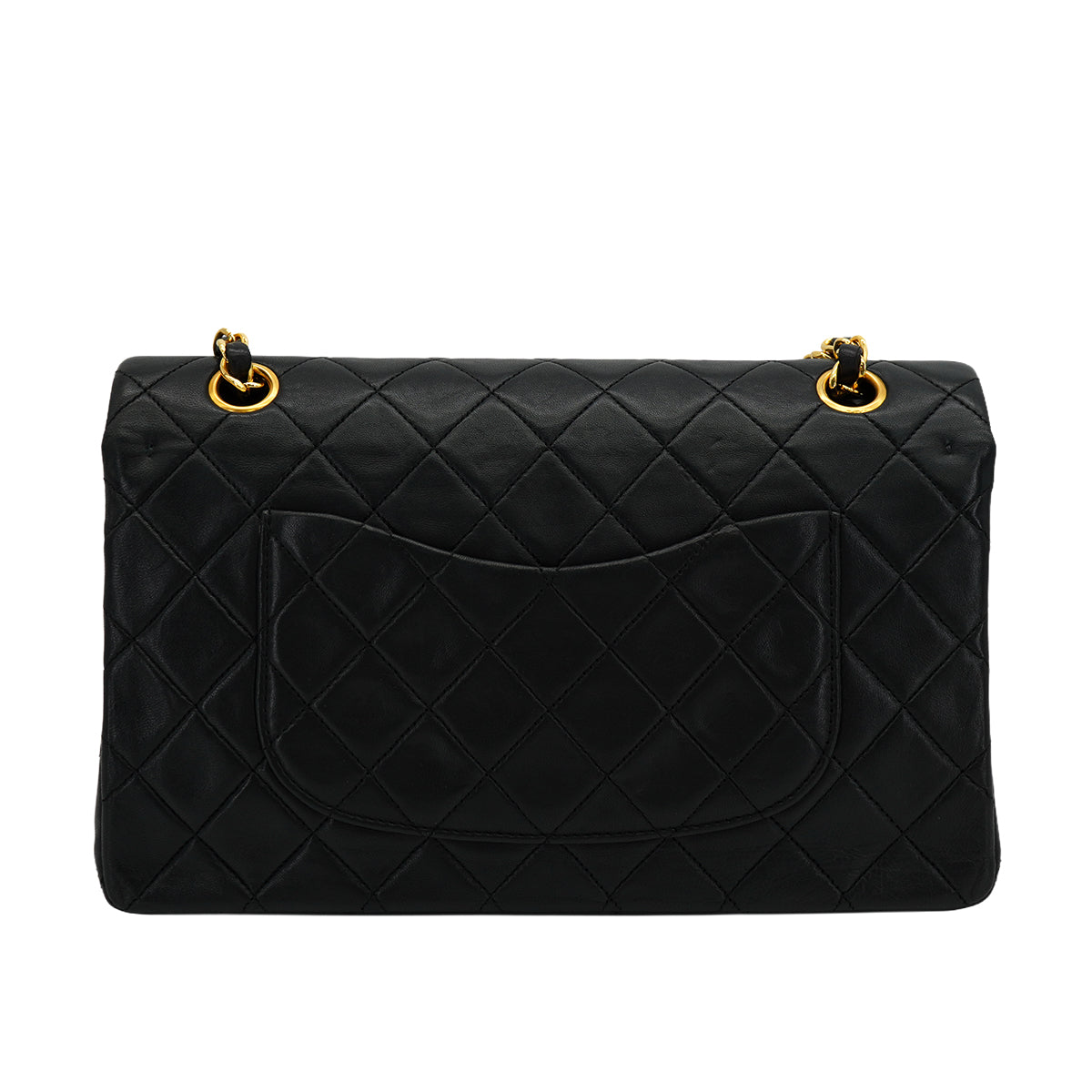 VINTAGE CHANEL CLASSIC FLAP MEDIUM CHAIN SHOULDER BAG BLACK LAMB SKIN GOLD HARDWARE 90333179