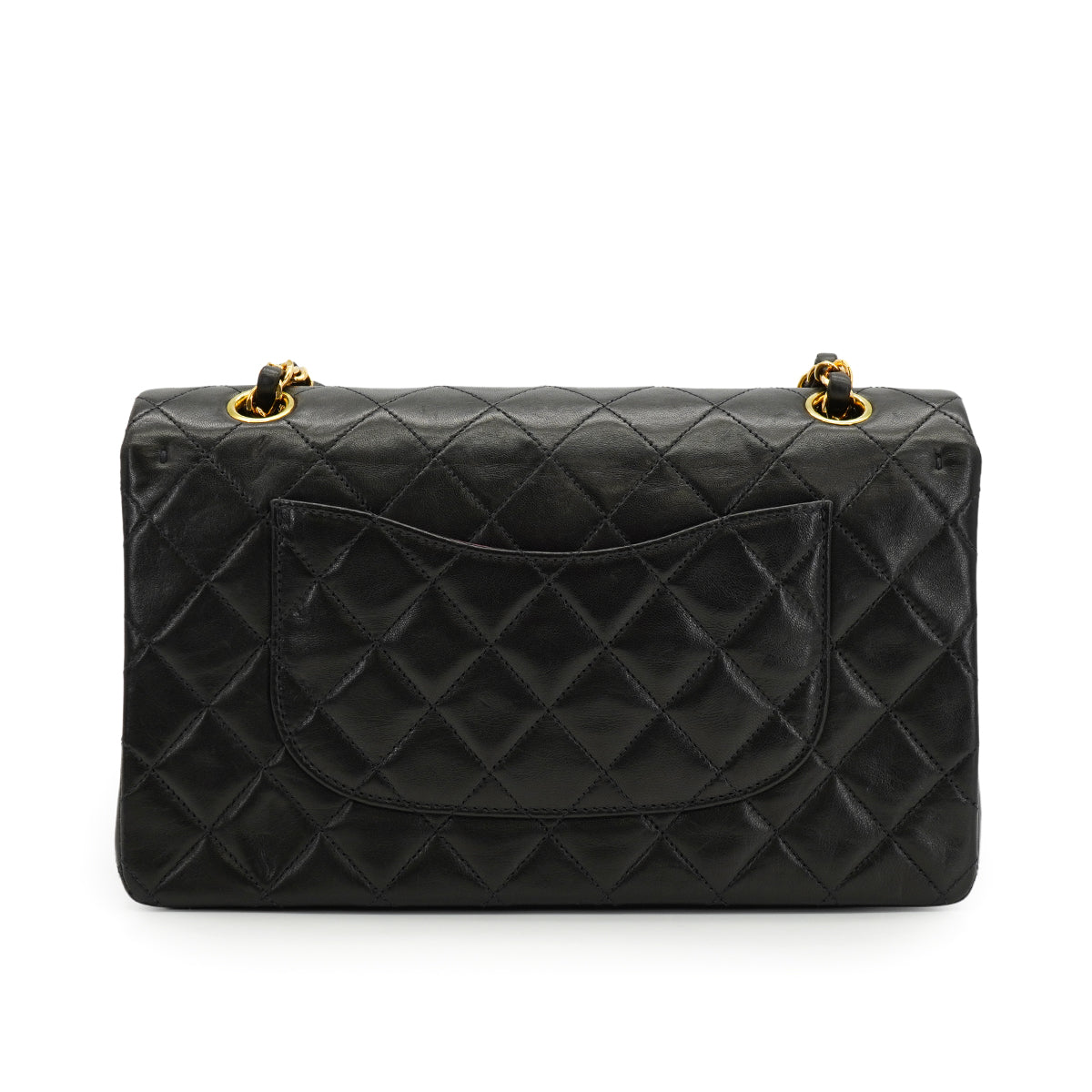 VINTAGE CHANEL CLASSIC FLAP MEDIUM CHAIN SHOULDER BAG BLACK LAMB SKIN GOLD HARDWARE 90334157