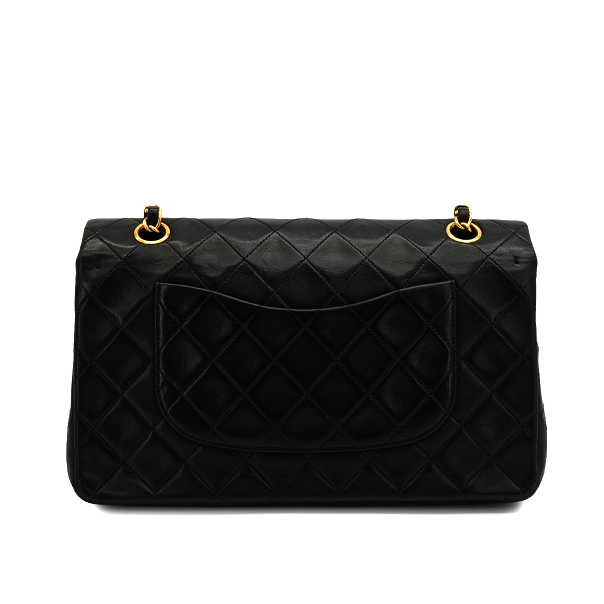 VINTAGE CHANEL CLASSIC FLAP MEDIUM CHAIN SHOULDER BAG BLACK LAMB SKIN GOLD HARDWARE 90343950