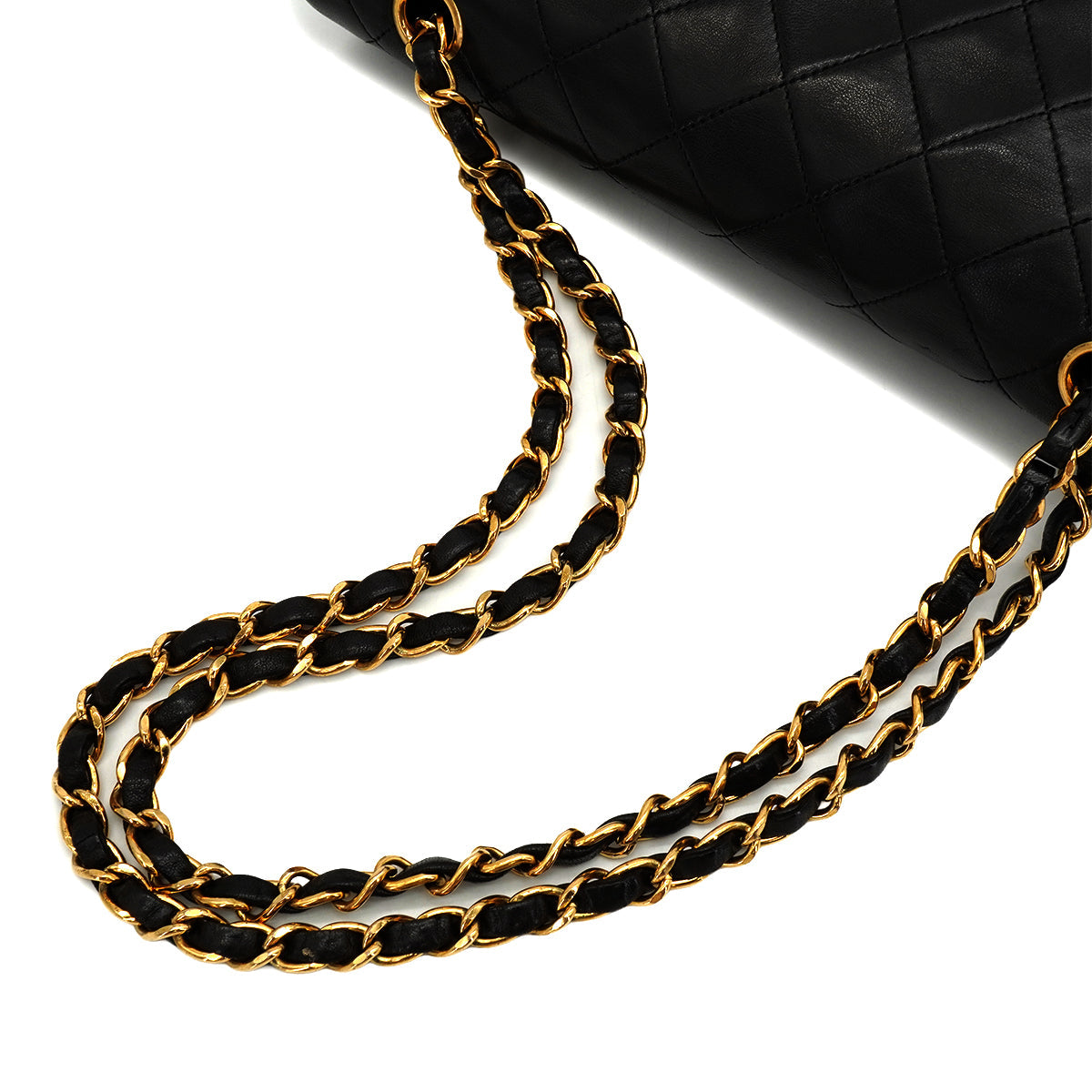 VINTAGE CHANEL CLASSIC FLAP MEDIUM CHAIN SHOULDER BAG BLACK LAMB SKIN GOLD HARDWARE 90343950
