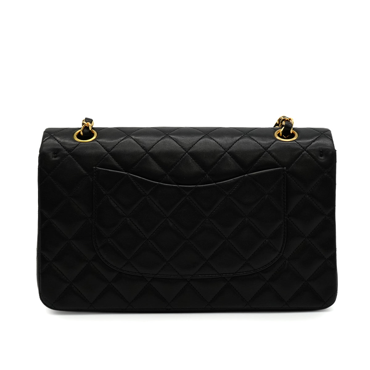 VINTAGE CHANEL CLASSIC FLAP MEDIUM CHAIN SHOULDER BAG BLACK LAMB SKIN GOLD HARDWARE 90346132