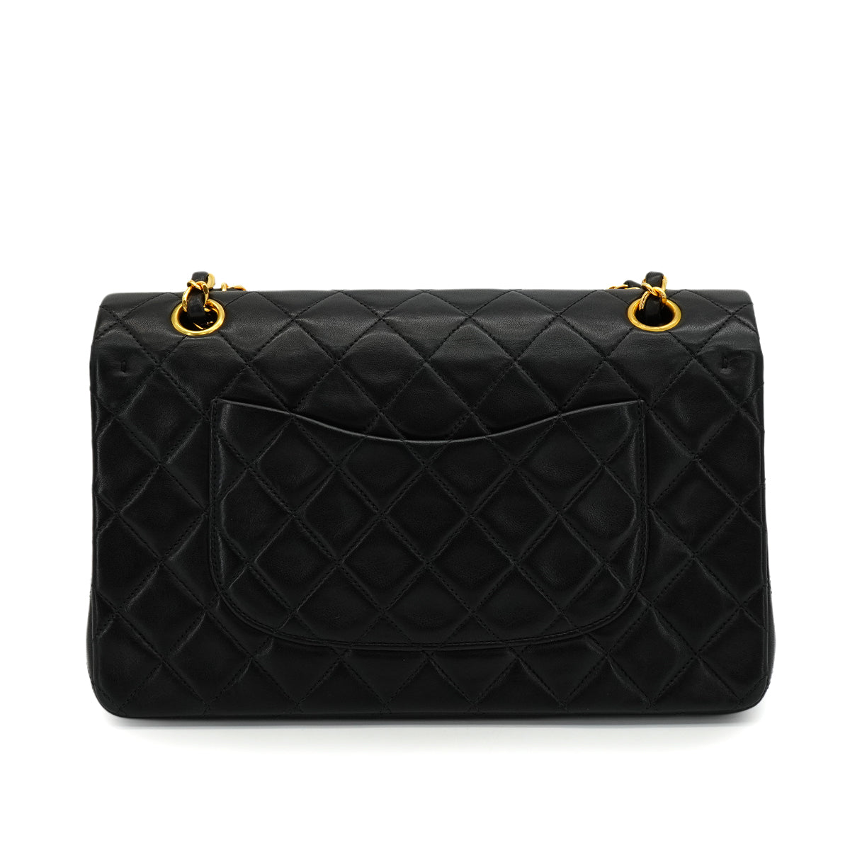 VINTAGE CHANEL CLASSIC FLAP MEDIUM CHAIN SHOULDER BAG BLACK LAMB SKIN GOLD HARDWARE 90346982