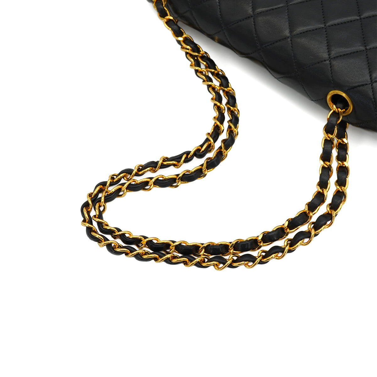 VINTAGE CHANEL CLASSIC FLAP MEDIUM CHAIN SHOULDER BAG BLACK LAMB SKIN GOLD HARDWARE 90346982