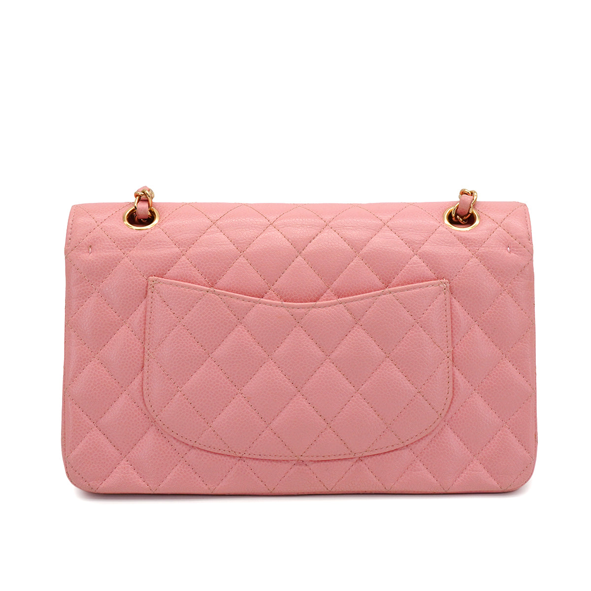 VINTAGE CHANEL CLASSIC FLAP MEDIUM CHAIN SHOULDER BAG PINK CAVIAR SKIN GOLD HARDWARE 90343614