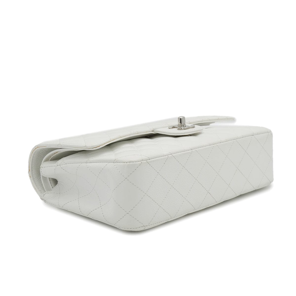 Luxury Promise Japan VINTAGE CHANEL CLASSIC FLAP MEDIUM CHAIN SHOULDER BAG WHITE CAVIR SKIN SILVER HARDWARE 90343863