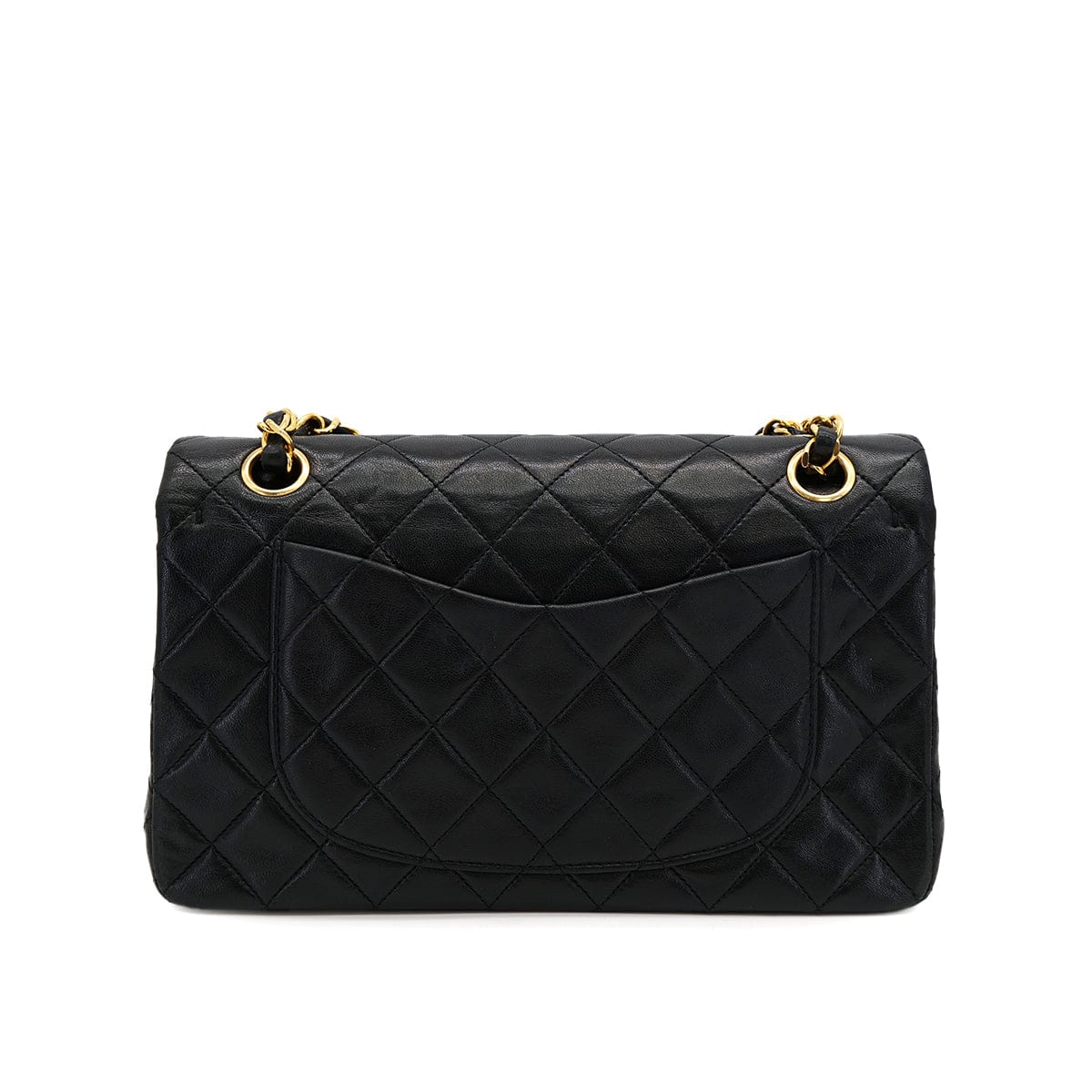 VINTAGE CHANEL CLASSIC FLAP SMALL CHAIN SHOULDER BAG BLACK LAMB SKIN GOLD HARDWARE 90319668