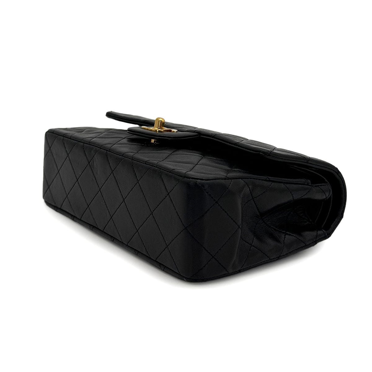 VINTAGE CHANEL CLASSIC FLAP SMALL CHAIN SHOULDER BAG BLACK LAMB SKIN GOLD HARDWARE 90319668