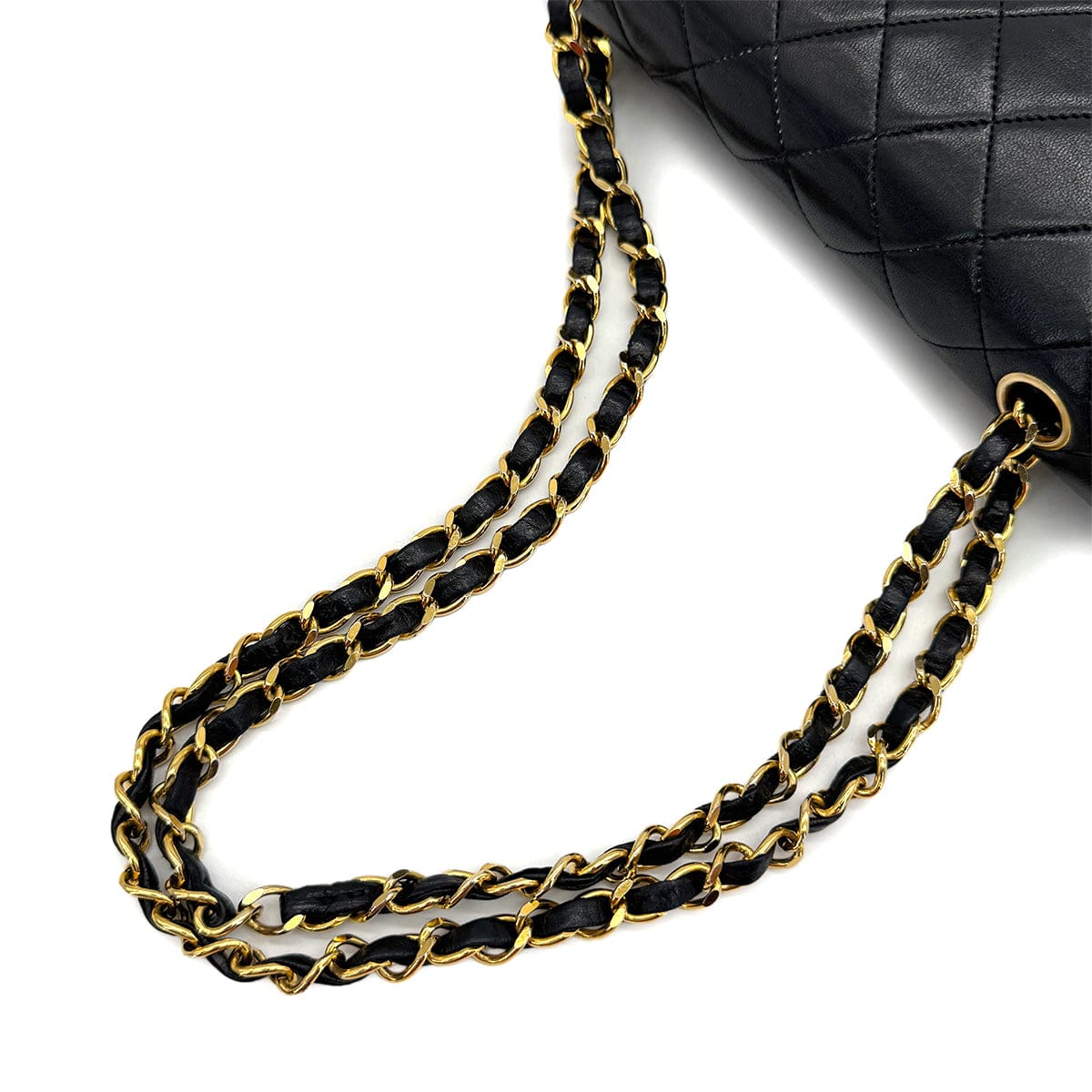 VINTAGE CHANEL CLASSIC FLAP SMALL CHAIN SHOULDER BAG BLACK LAMB SKIN GOLD HARDWARE 90319668