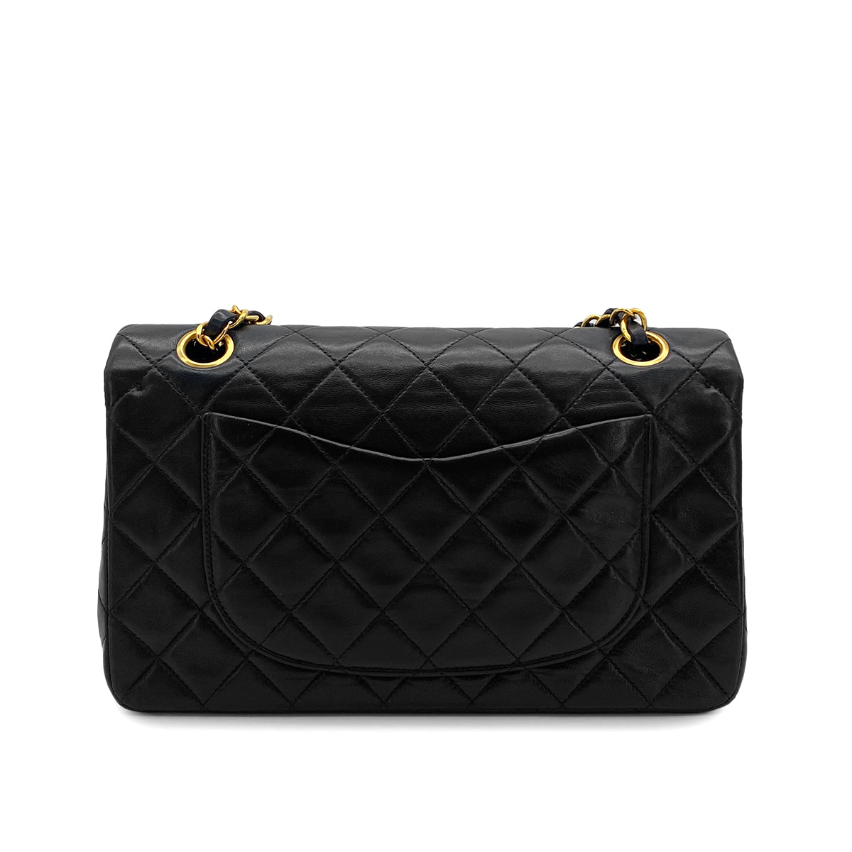 VINTAGE CHANEL CLASSIC FLAP SMALL CHAIN SHOULDER BAG BLACK LAMB SKIN GOLD HARDWARE 90325337