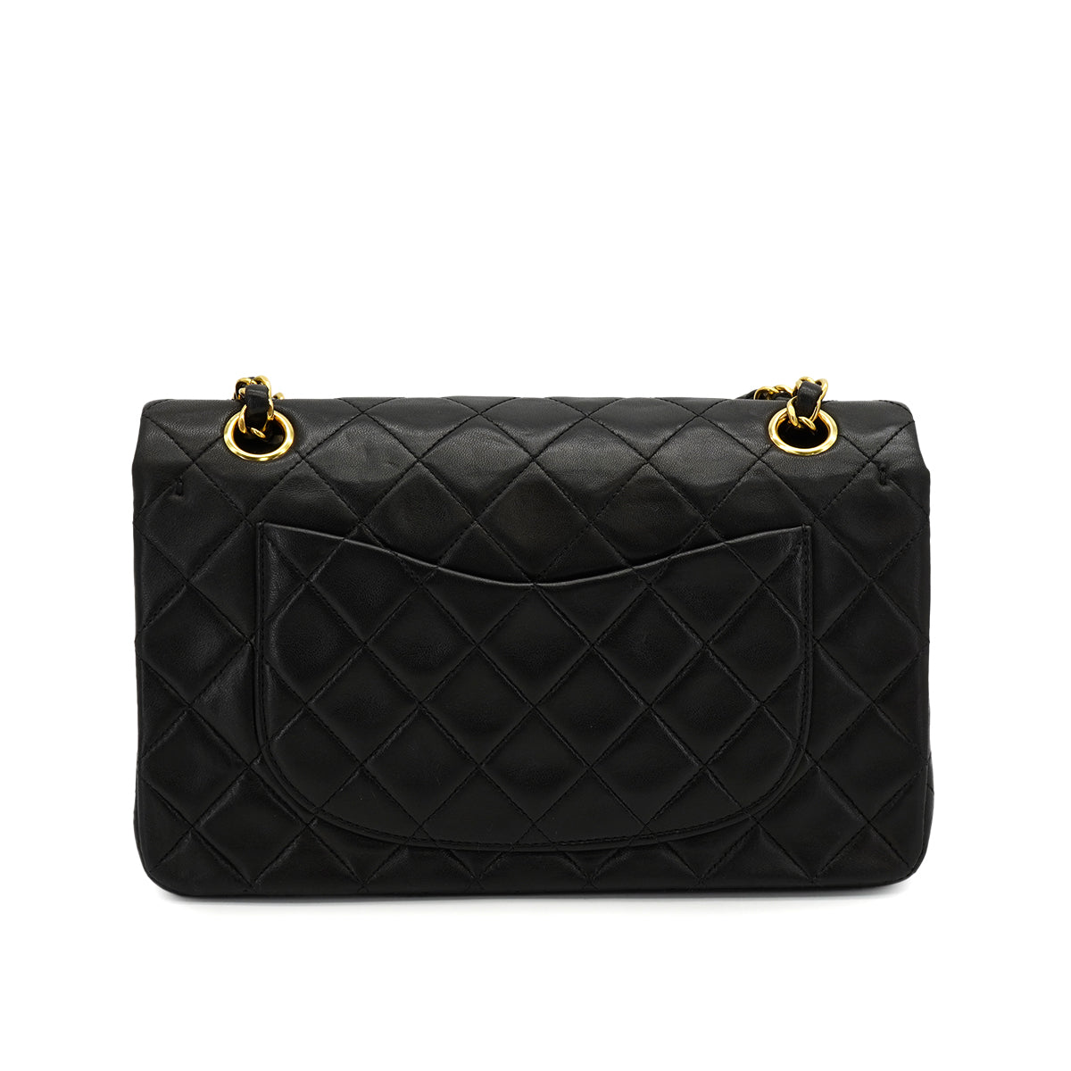 VINTAGE CHANEL CLASSIC FLAP SMALL CHAIN SHOULDER BAG BLACK LAMB SKIN GOLD HARDWARE 90325802