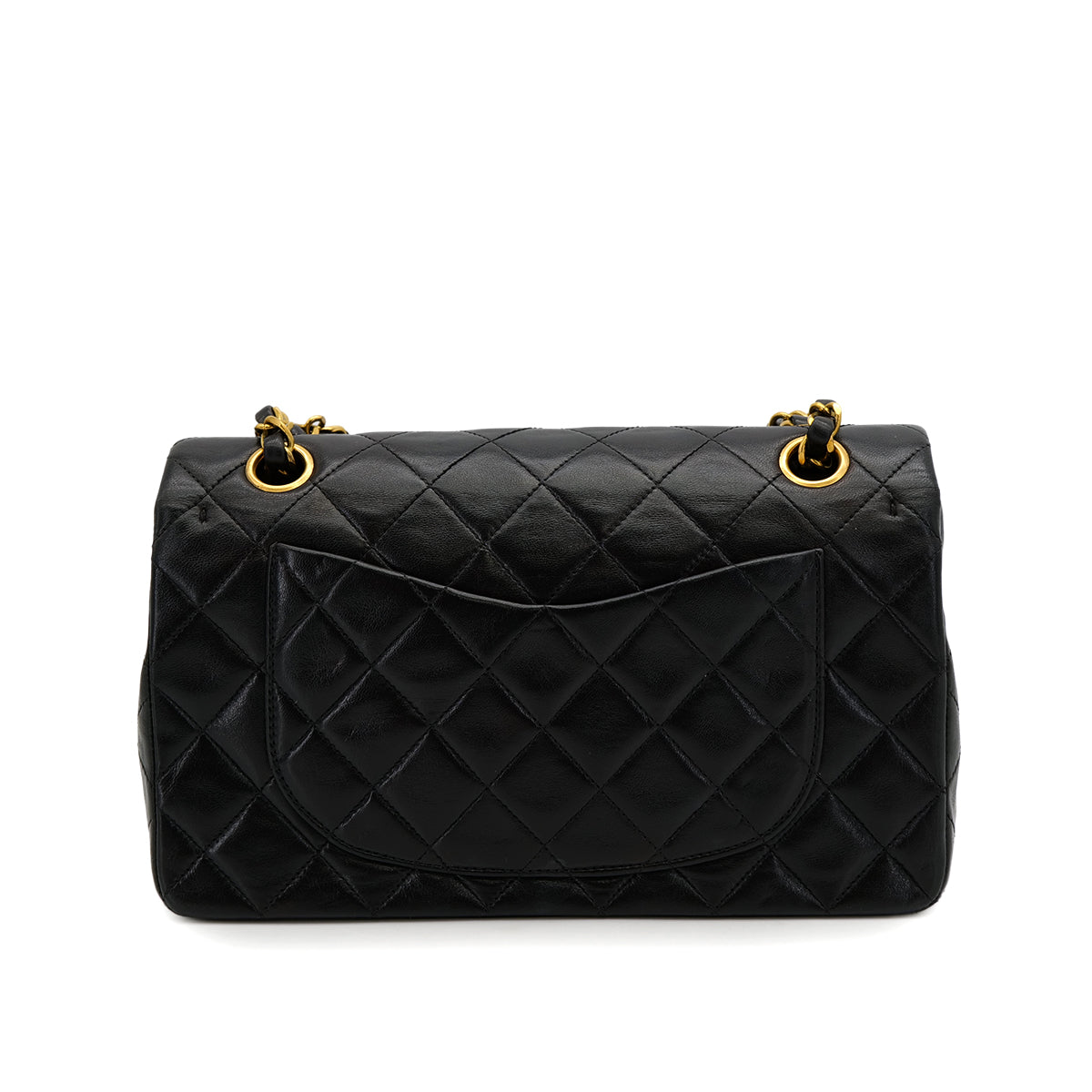 VINTAGE CHANEL CLASSIC FLAP SMALL CHAIN SHOULDER BAG BLACK LAMB SKIN GOLD HARDWARE 90319585