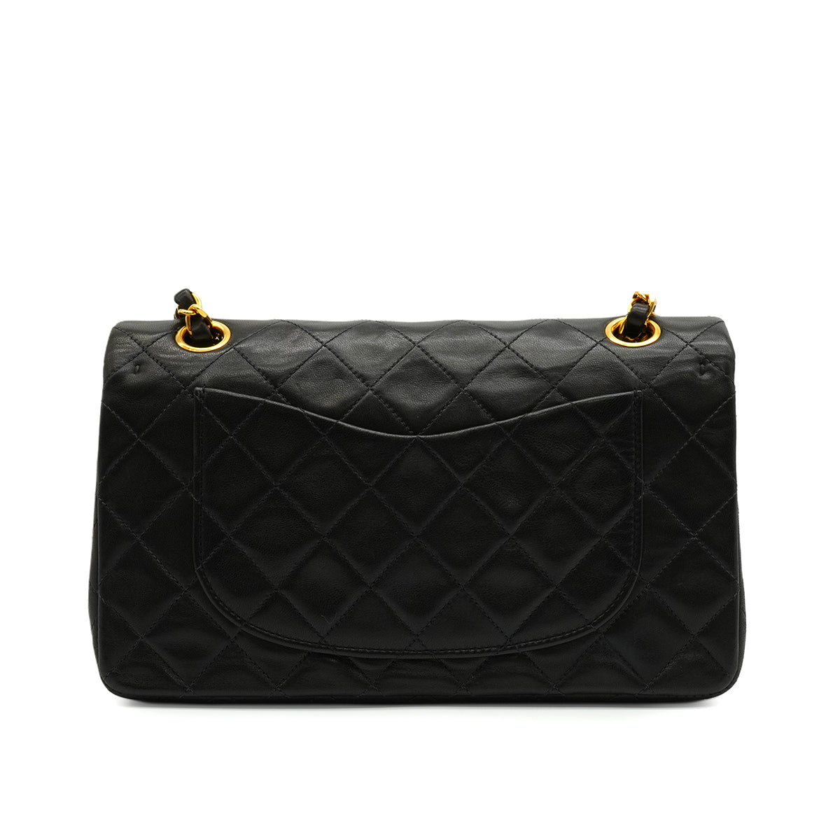 VINTAGE CHANEL CLASSIC FLAP SMALL CHAIN SHOULDER BAG BLACK LAMB SKIN GOLD HARDWARE 90344371
