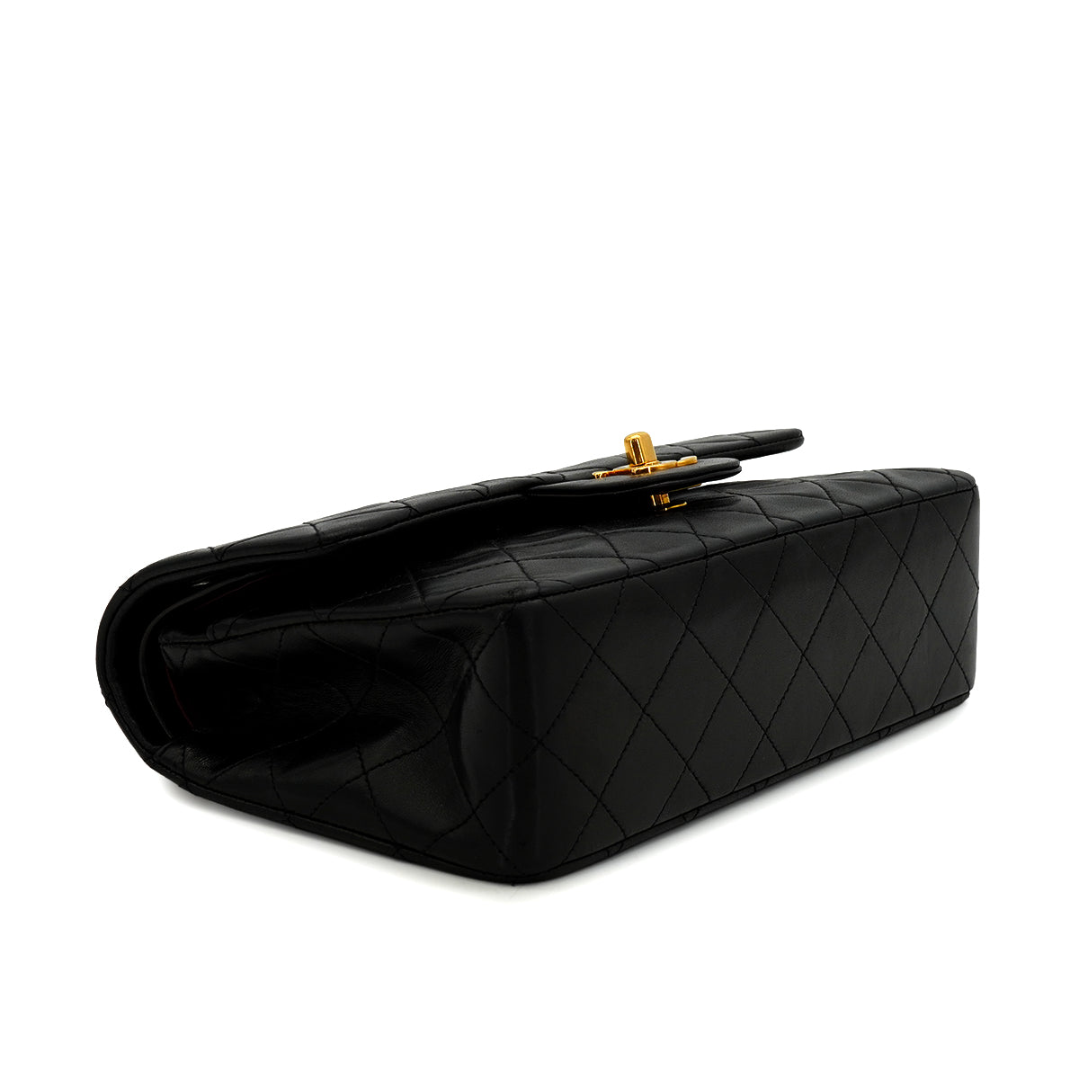VINTAGE CHANEL CLASSIC FLAP SMALL CHAIN SHOULDER BAG BLACK LAMB SKIN GOLD HARDWARE 90345507
