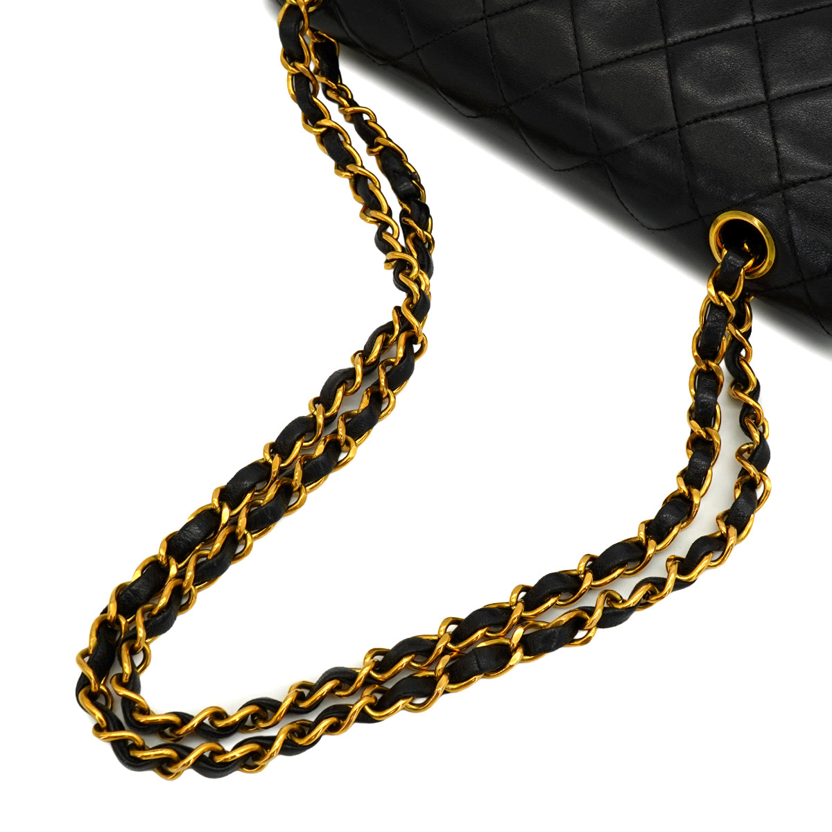 VINTAGE CHANEL CLASSIC FLAP SMALL CHAIN SHOULDER BAG BLACK LAMB SKIN GOLD HARDWARE 90345507