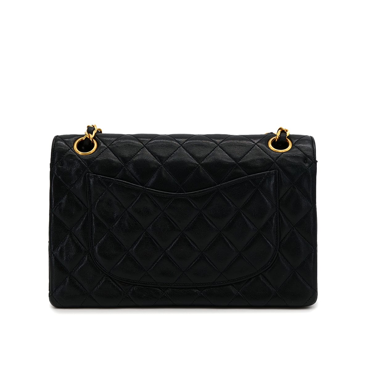 VINTAGE CHANEL MATELASSE CHAIN SHOULDER BAG BLACK LAMB SKIN GOLD HARDWARE 90320179