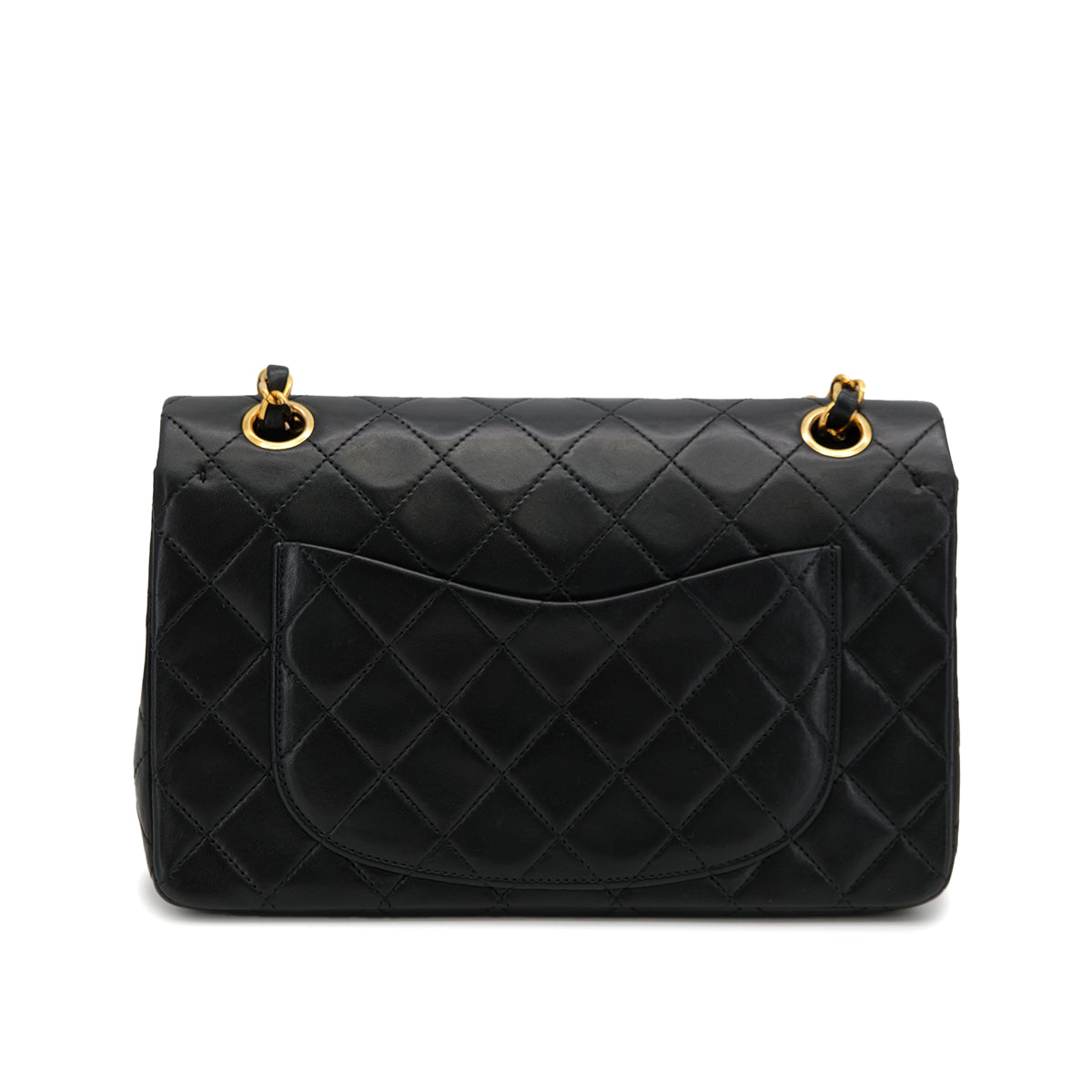 VINTAGE CHANEL CLASSIC FLAP SMALL CHAIN SHOULDER BAG BLACK LAMB SKIN GOLD HARDWARE 90324142