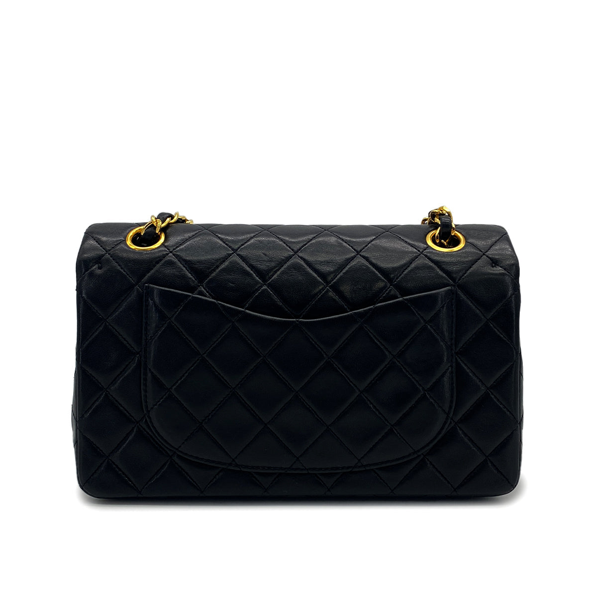 VINTAGE CHANEL CLASSIC FLAP SMALL CHAIN SHOULDER BAG BLACK LAMB SKIN GOLD HARDWARE 90324823