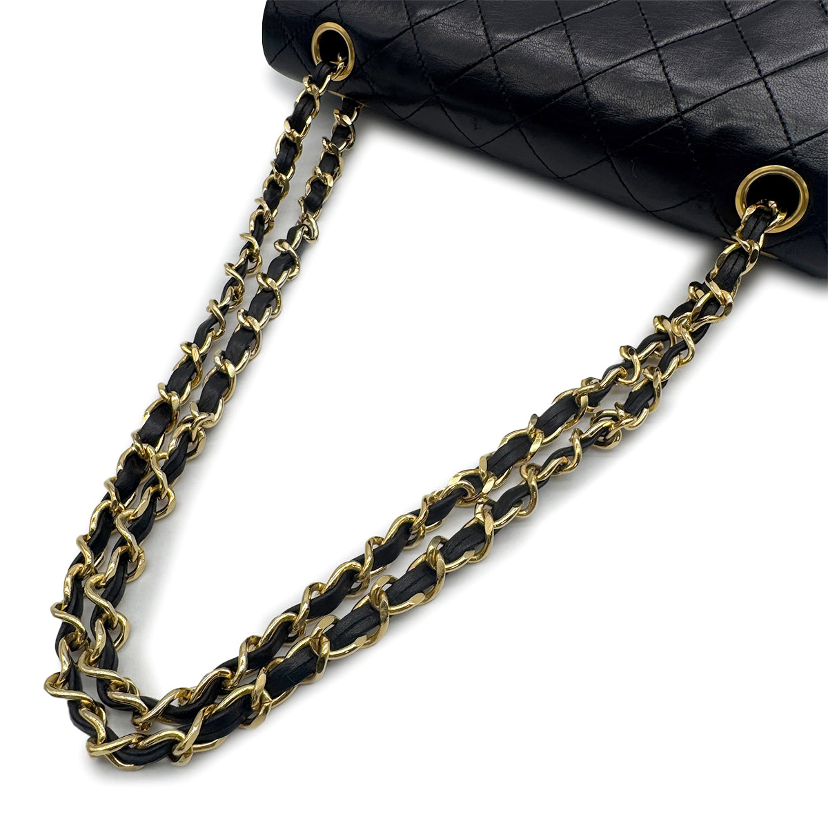 VINTAGE CHANEL CLASSIC FLAP SMALL CHAIN SHOULDER BAG BLACK LAMB SKIN GOLD HARDWARE 90326208