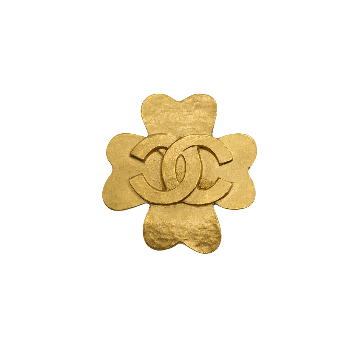 VINTAGE CHANEL CLOVER COCOMARK BROOCH GOLD 95P ACCESSORY 90312946