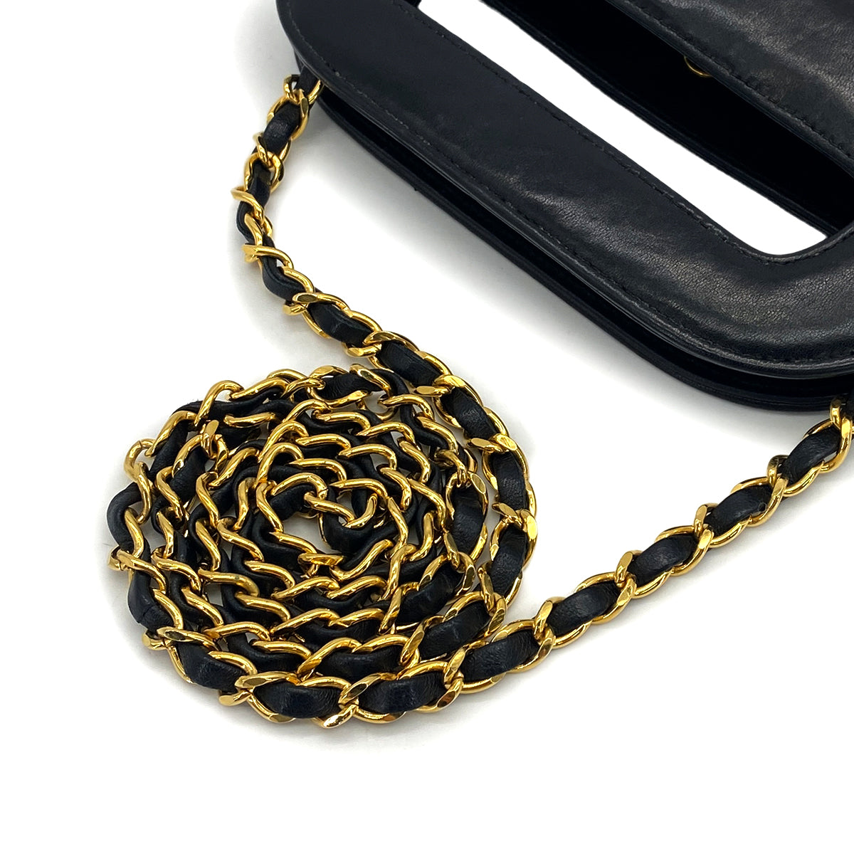 VINTAGE CHANEL COCOMARK 2WAY HAND SHOULDER BAG BLACK LAMB SKIN GOLD HARDWARE 90319689