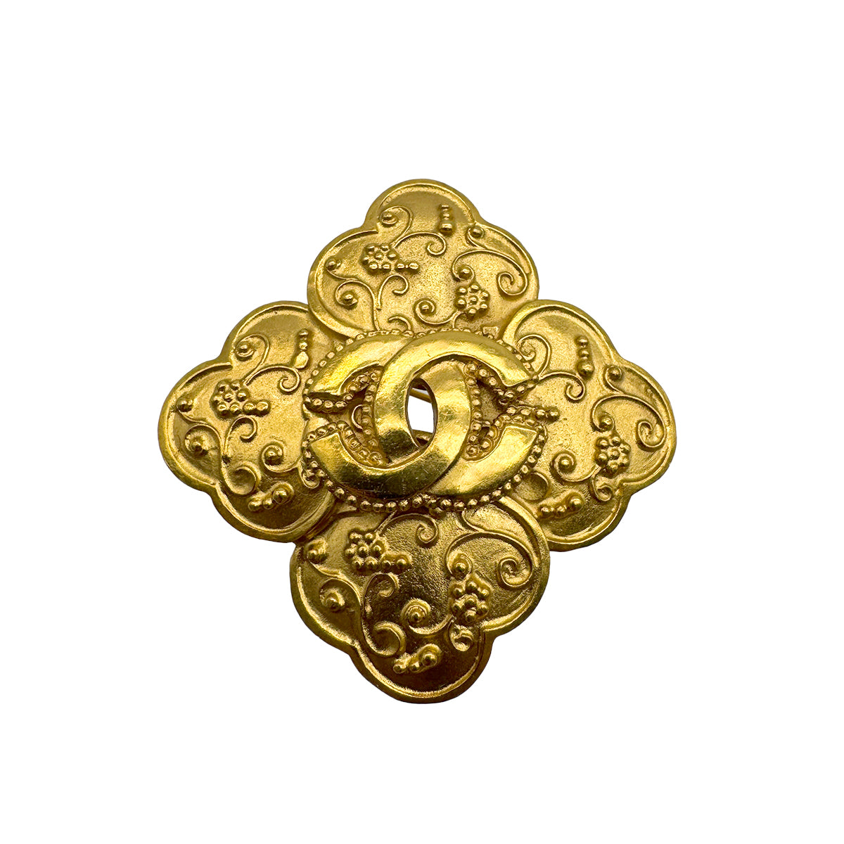 VINTAGE CHANEL COCOMARK BROOCH FLOWER GOLD ACCESSORY 96A 90328934