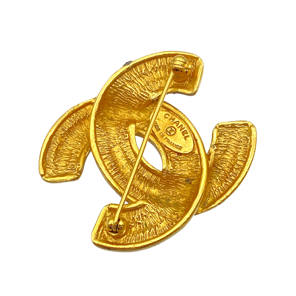 VINTAGE CHANEL COCOMARK BROOCH MATELASSE GOLD ACCESSORY 90325284