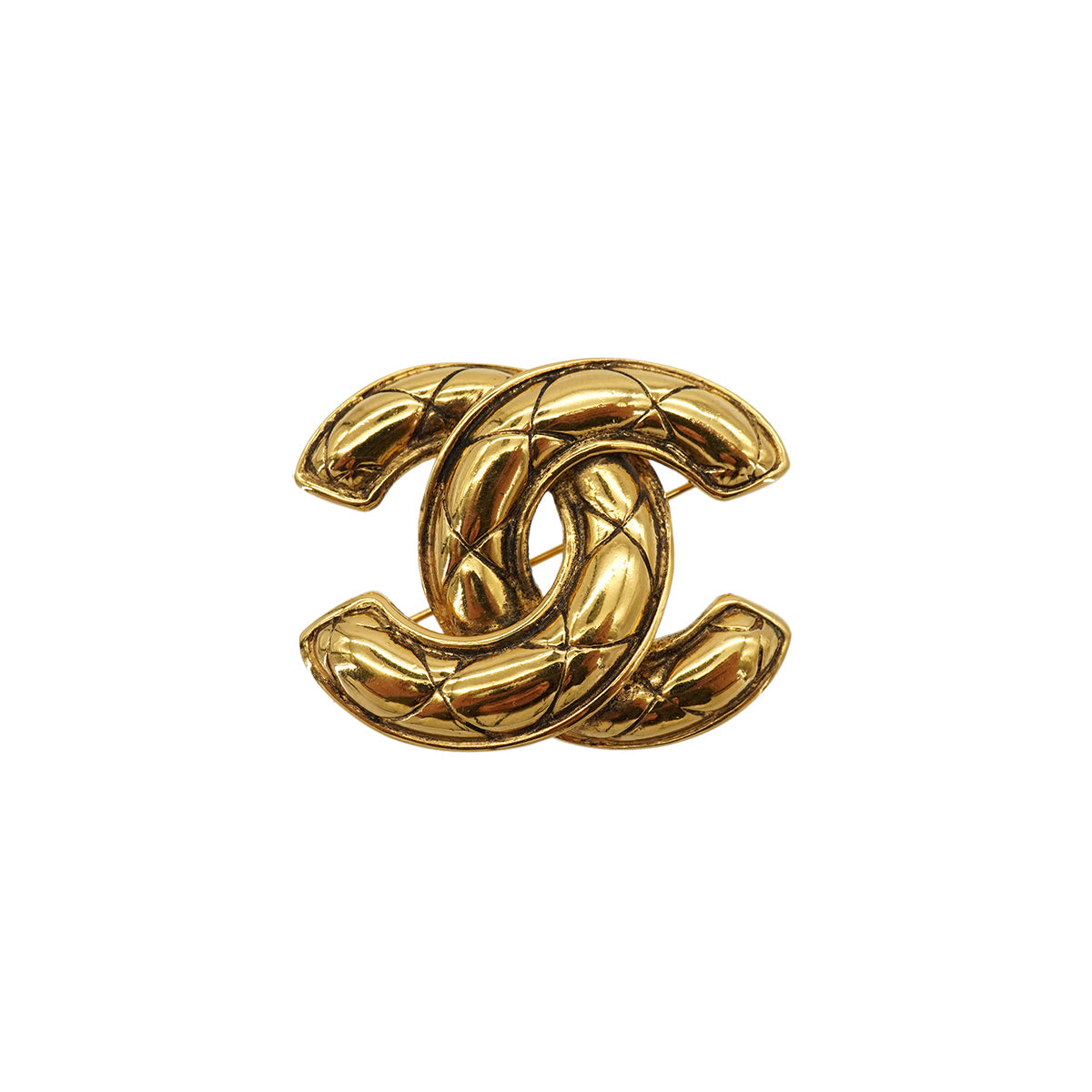 VINTAGE CHANEL COCOMARK BROOCH MATELASSE GOLD ACCESSORY 90326603