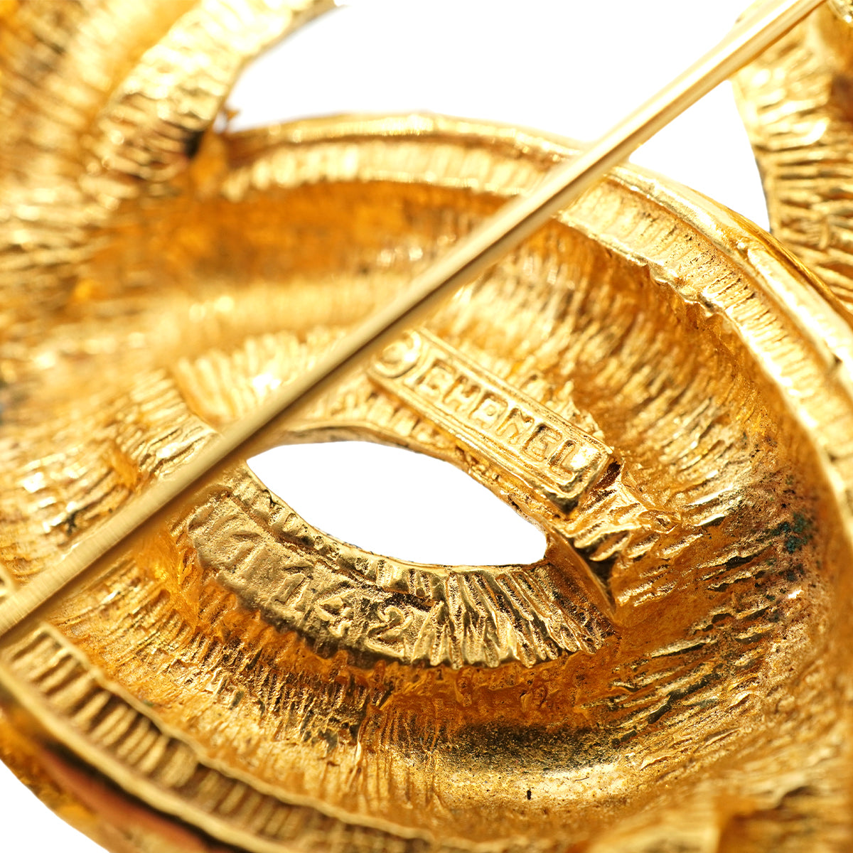 VINTAGE CHANEL COCOMARK BROOCH MATELASSE GOLD ACCESSORY 90326603