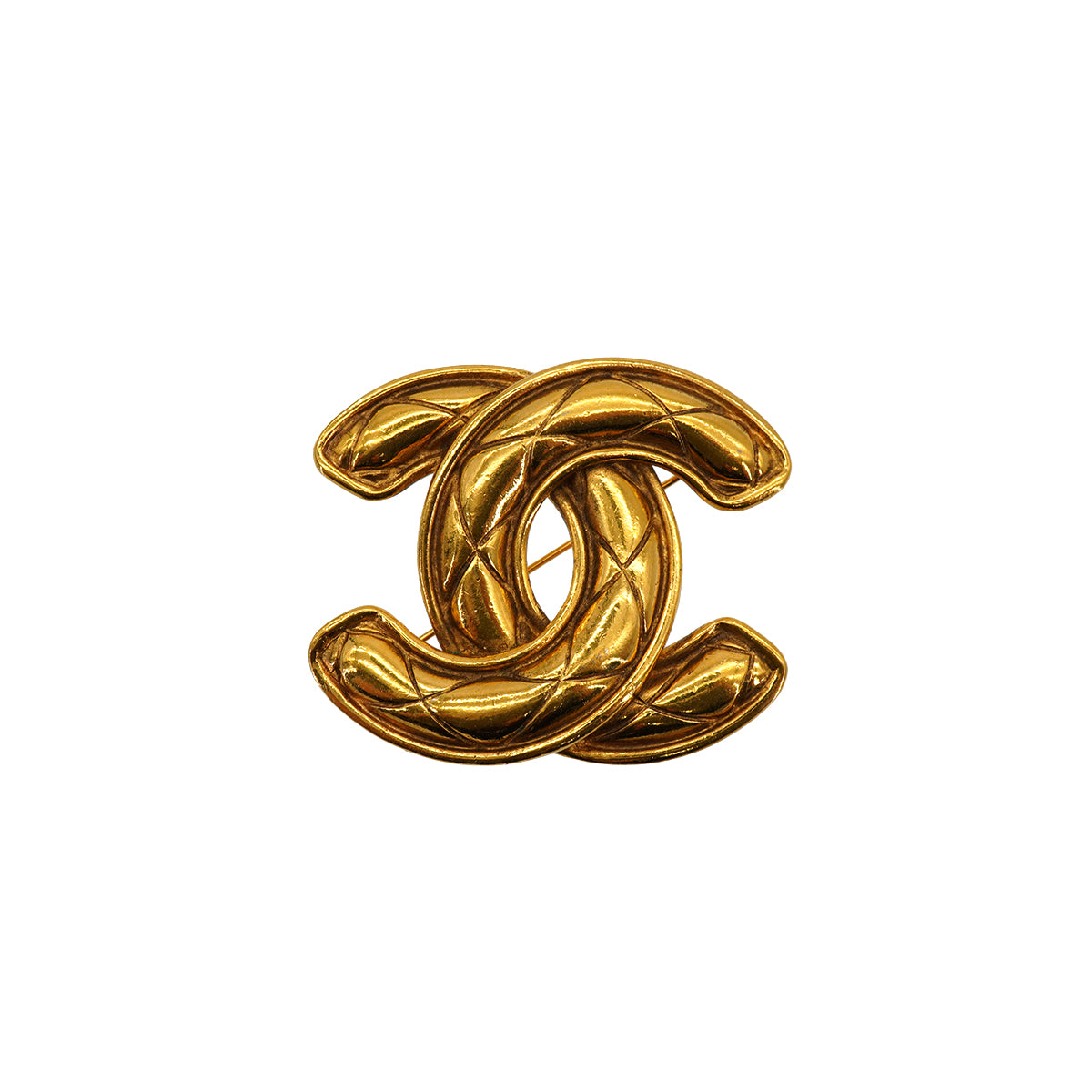 VINTAGE CHANEL COCOMARK BROOCH MATELASSE GOLD ACCESSORY 90335906