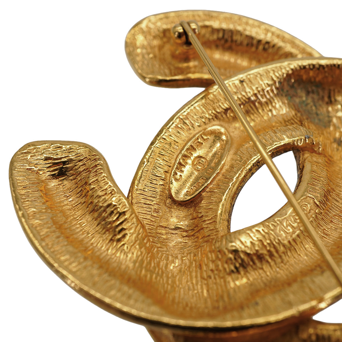 VINTAGE CHANEL COCOMARK BROOCH MATELASSE GOLD ACCESSORY 90335906