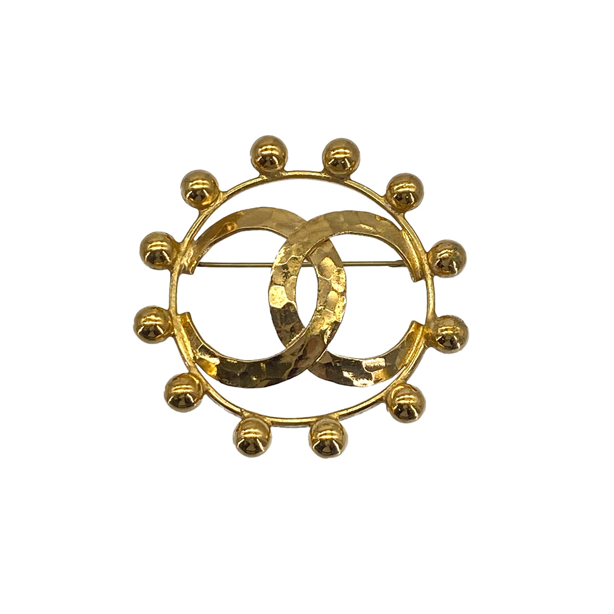 VINTAGE CHANEL COCOMARK BROOCH ROUND GOLD ACCESSORY 25 90322027