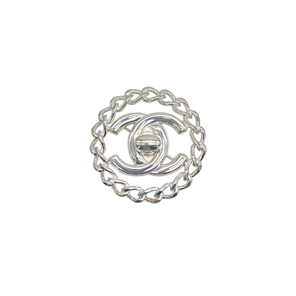 VINTAGE CHANEL COCOMARK BROOCH SILVER ACCESSORY 97A 90328004