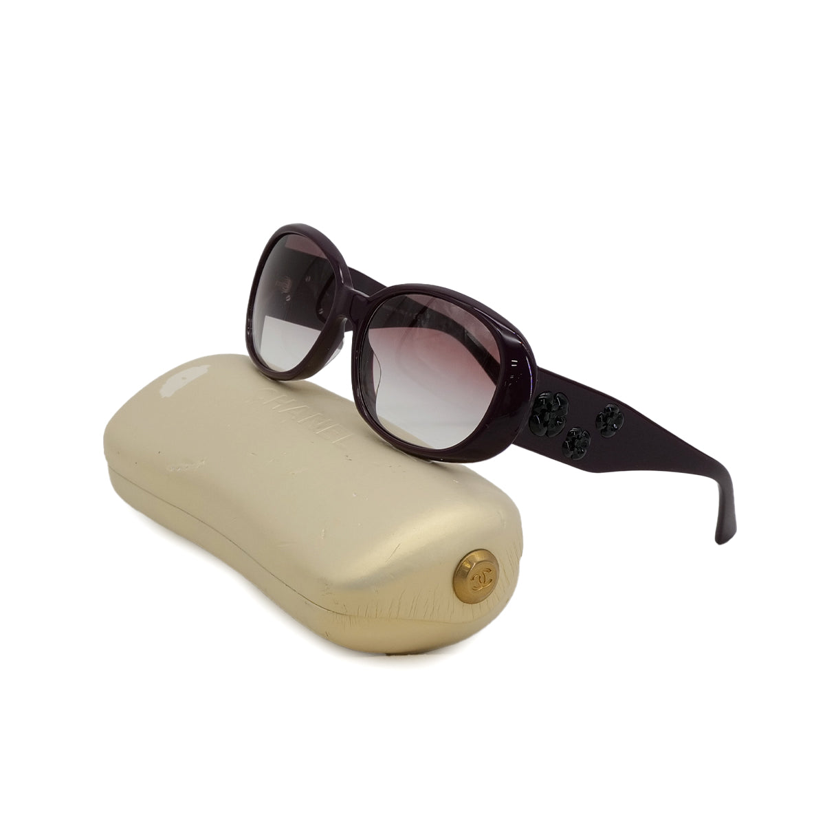 VINTAGE CHANEL COCOMARK CAMELLIA SUNGLASSES PURPLE EYEWEAR 90324115