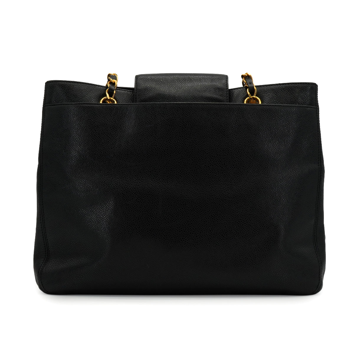 VINTAGE CHANEL COCOMARK CHAIN TOTE BAG BLACK CAVIAR SKIN GOLD HARDWARE 90335825