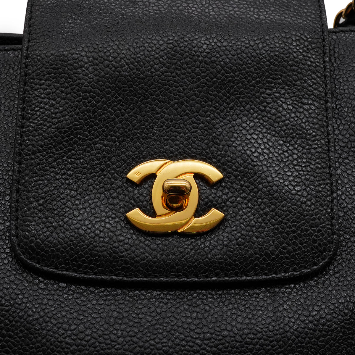 VINTAGE CHANEL COCOMARK CHAIN TOTE BAG BLACK CAVIAR SKIN GOLD HARDWARE 90335825