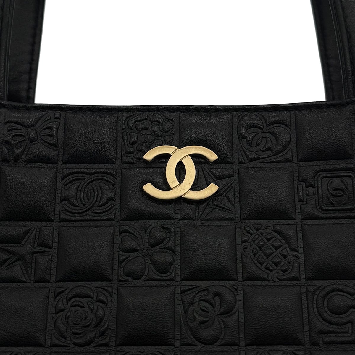 VINTAGE CHANEL COCOMARK ICON HAND BAG BLACK LAMB SKIN GOLD HARDWARE 90319930