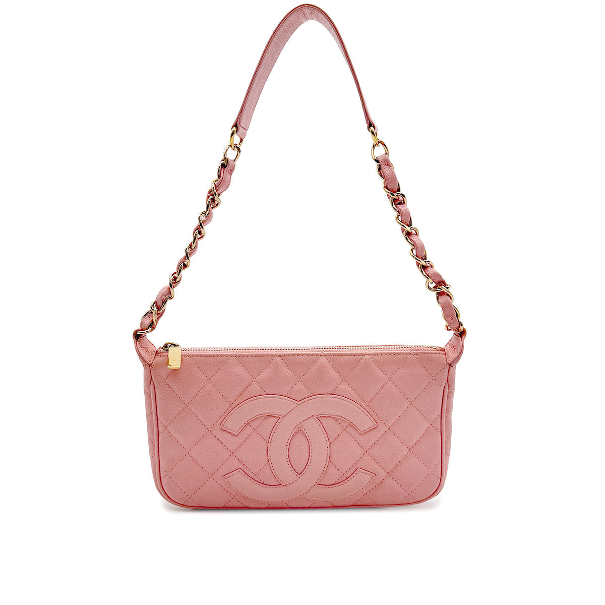 VINTAGE CHANEL COCOMARK MATELASSE CHAIN SHOULDER BAG PINK CAVIAR SKIN GOLD HARDWARE 90329191